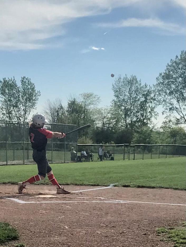 Elgin&#39;s Haiden Gruber fouls off an Africentrick pitch during the first inning of Tuesday&#39;s 16-0 Division III sectional baseball game at Elgin.