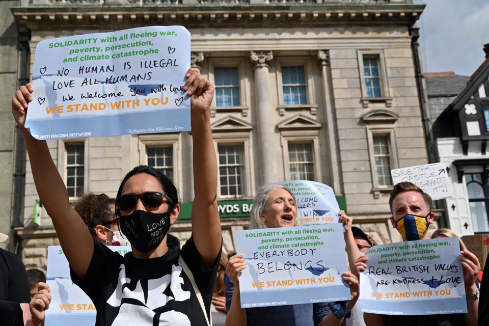 BRITAIN-FRANCE-MIGRANTS-PROTEST