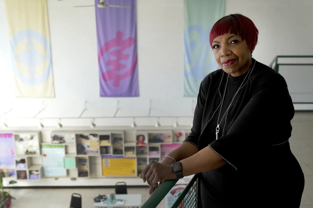 Doris Milton, 63, sits for a portrait at the Bethel New Life holistic wellness center Thursday, Feb. 15, 2024, in Chicago. (AP Photo/Charles Rex Arbogast)