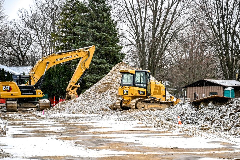 Construction equipment at Lake Lansing boat ramp parking lot on Monday, March 18, 2024, in Haslett.