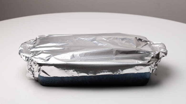 oven dish covered with foil
