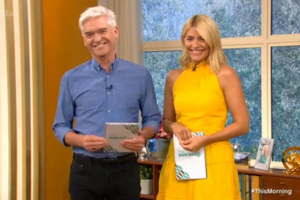 Going, going...: Phillip Schofield and Holly Willoughby were cracking up (ITV)