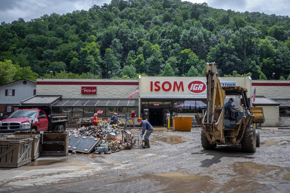 Isom IGA in Isom, Ky., was ravaged by historic floods last week. The store’s inventory was spoiled by the flood waters.