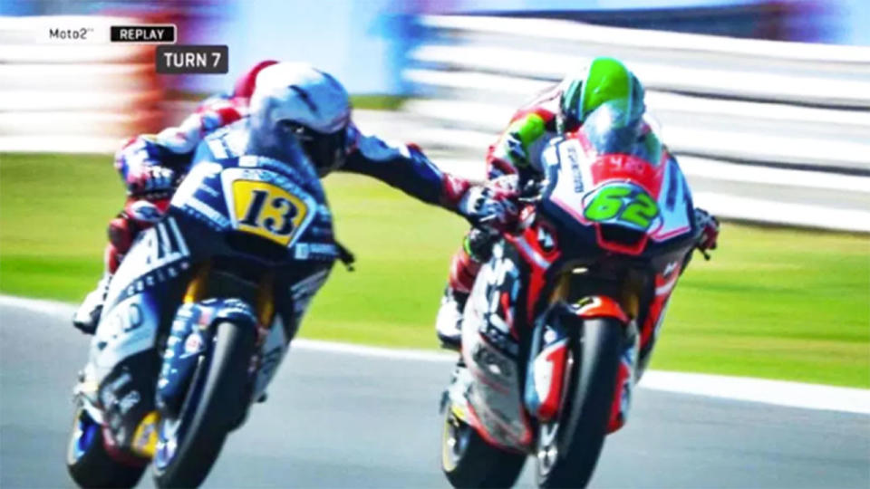 Fenati’s disgraceful act sent shockwaves through the sport. Pic: MotoGP