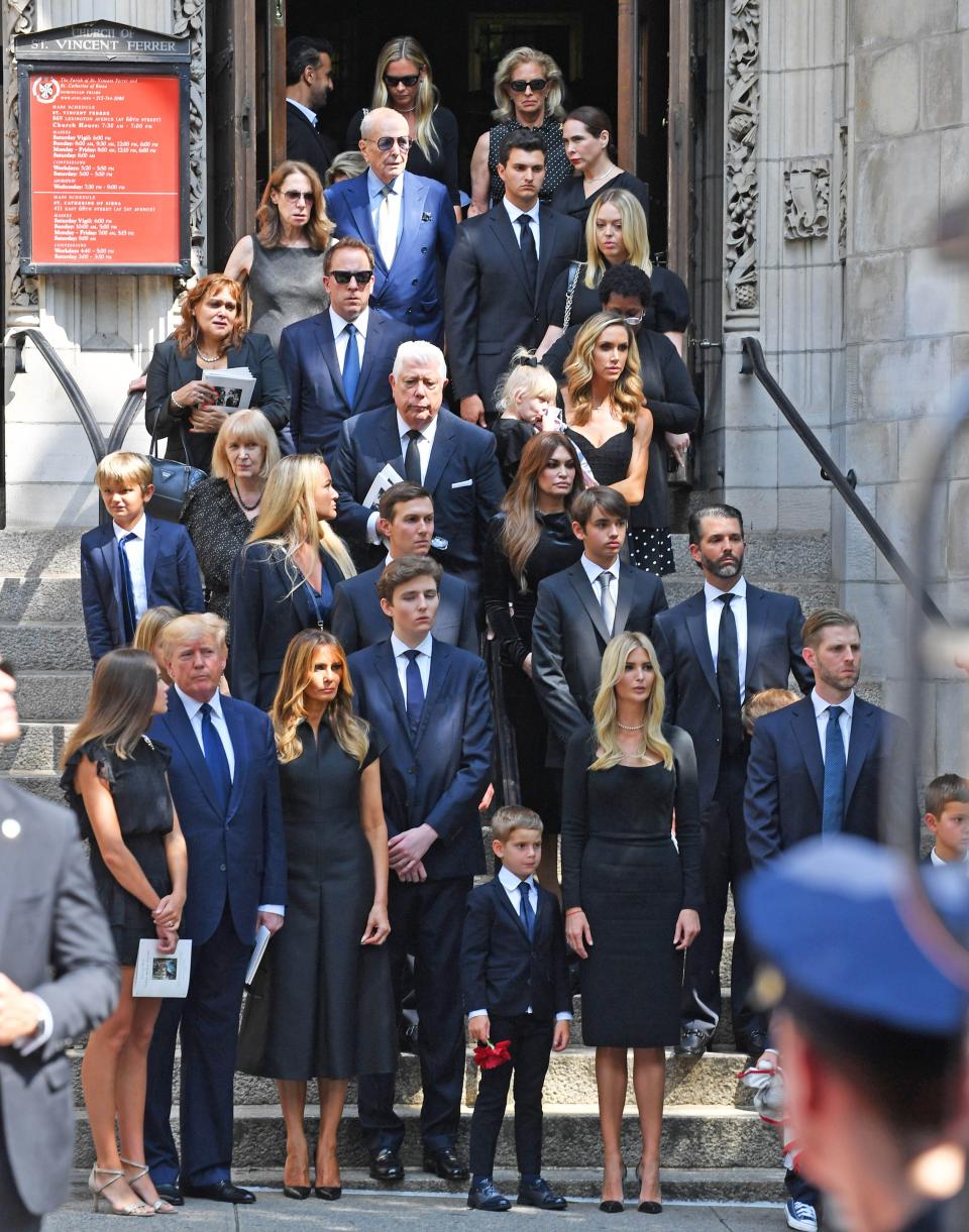 The Trump family at Ivana Trump's funeral on July 20, 2022.