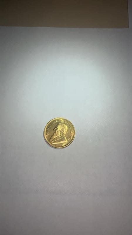 A rare gold coin, a South African Krugerrand, donated at a Kroger in St. Clair Shores.