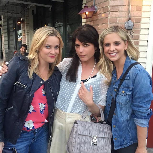 Reese Witherspoon, Selma Blair and Sarah Michelle Gellar, who played the three fatally dysfunctional main characters in the hit 1999 teen melodrama <em>Cruel Intentions</em>, were all smiles when they reunited in Los Angeles on Thursday. One fan even caught Blair and Gellar recreating their movie kiss at the event. Witherspoon snapped a pic of the smiling trio for Instagram, writing: "Best girls night of the year!!! #cruelintentions." The former co-stars met up to take in a performance of <em>Cruel Intentions the Musical</em>, a "completely unauthorized" parody featuring hits from the '90s and staged at LA's Rockwell Table + Stage, where they've done similar takes on <em>Pretty in Pink</em> and even <em>Pulp Fiction</em>. <strong>PHOTOS: The Very Best TV, Movie and Music Reunions! </strong> Witherspoon also posted a photo from inside the performance, writing, "Sebastian and Kathryn reunite! #cruelintentionsmusical #90sflashback." Meanwhile, Gellar was commemorating the day with pictures as well. She snapped an equally adorable group pic from inside the theater. And the trio weren't content with just watching! Blair, Witherspoon and Gellar were both seen getting super into the show, and singing along to the musical. Geller also posted a #TBT pic of her and <em>Cruel Intentions</em> writer/director Roger Kumble, wishing the filmmaker a happy birthday. Blair also wished Kumble a happy birthday with a throwback pic, captioning: "#tbt To the day of #secretsociety dance on set of #cruelintentions. And a very happy birthday to the man who made that movie, one of my favorite people." The only other main player from the '90s hit that didn't make it out was <em>Secrets and Lies</em> star Ryan Phillippe. However, he did make it out to a staging of <em>Cruel Intentions the Musical</em> back in April, where he even showed off a sweet souvenir on Instagram. This was also the second time watching the musical for Gellar, who attended a different show in April alongside her <em>Cruel Intentions</em> co-star Sean Patrick Thomas. Gellar posted a video the next day with some of highlights from the production. <strong>WATCH: Sarah Michelle Gellar on Resurrecting <em>Buffy -- </em>Expectation Level Would Be ‘Difficult’ to Top </strong> Gellar has been on a roll celebrating projects from her past over these few weeks. Recently, the actress addressed the possibility of resurrecting her iconic vampire hunting valley girl character from <em>Buffy the Vampire Slayer.</em>