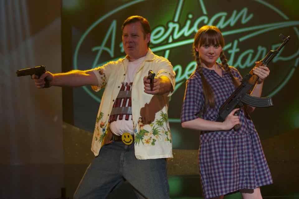 In this film image released by Magnolia Pictures, Joel Murray, left, and Tara Lynne Barr are shown in a scene from "God Bless America." (AP Photo/Magnolia Pictures)