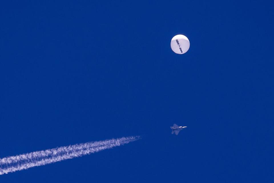 The  suspected Chinese spy balloon spotted over US airspace two weeks ago (AP)