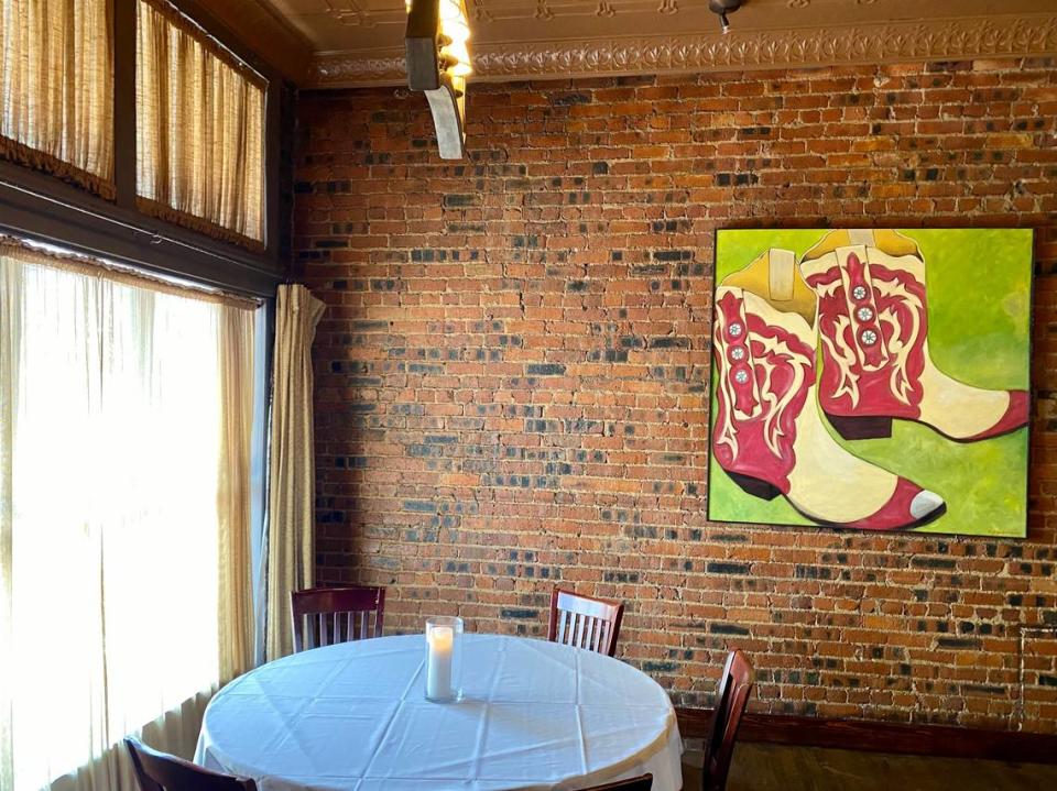 The lunchtime sunlight shining into Lonesome Dove Western Bistro.