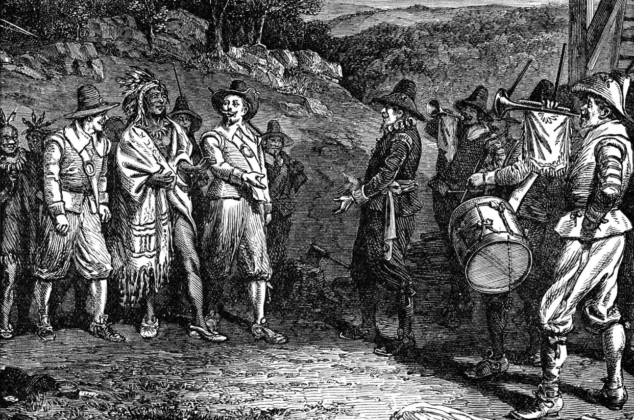 Massasoit was the great indian chief who interacted with the pilgrims from the first original colony. He lived from 1581 to 1661