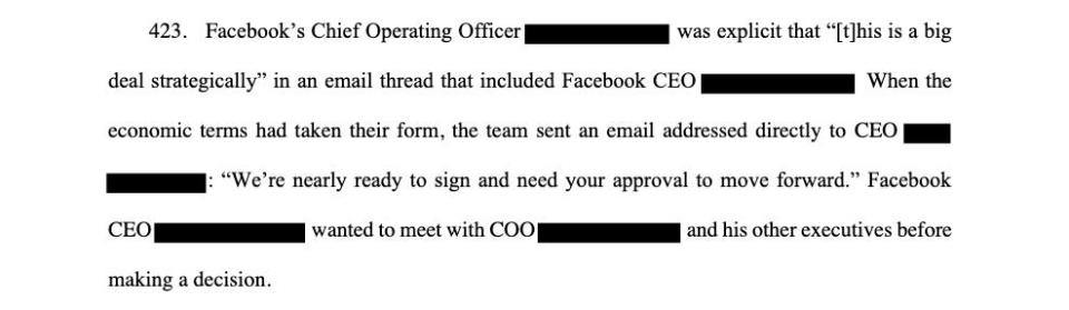The email allegedly sent by Facebook's Sheryl Sandberg to CEO Mark Zuckerberg.