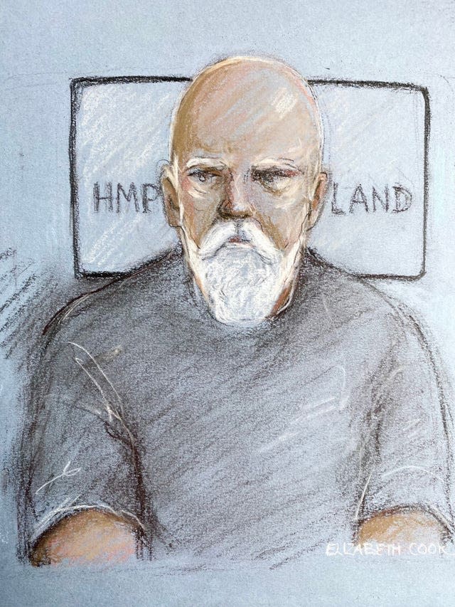 Court artist sketch of Wayne Couzens