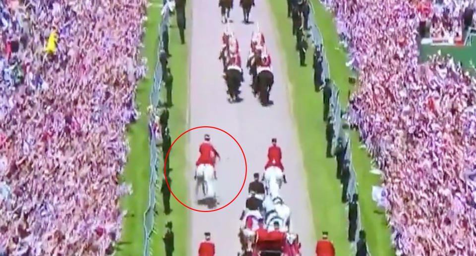 The horse seems to have other ideas as it heads towards Windsor Castle. Source: BBC