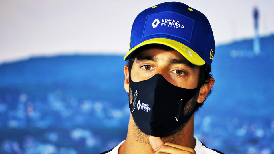 Australian F1 driver Daniel Ricciardo is pictured during a press conference prior to the Hungarian Grand Prix.