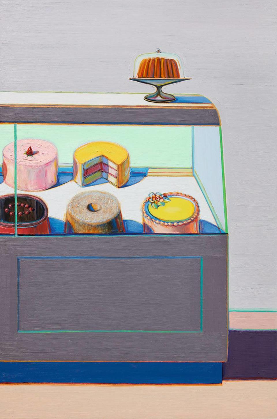 “Encased Cakes,” a 2011 painting by Wayne Thiebaud.