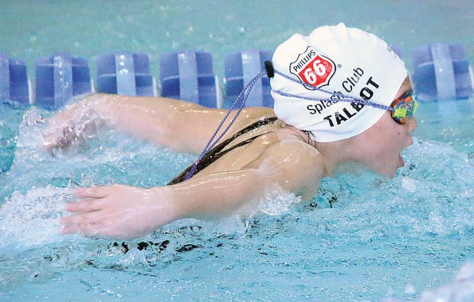 Shown a few years ago swimming for the Phillips 66 Splash Club, Lily Talbot is a junior leader this season for the Bartlesville High School girls swim team and has a good shot at challenging for multiple medals.