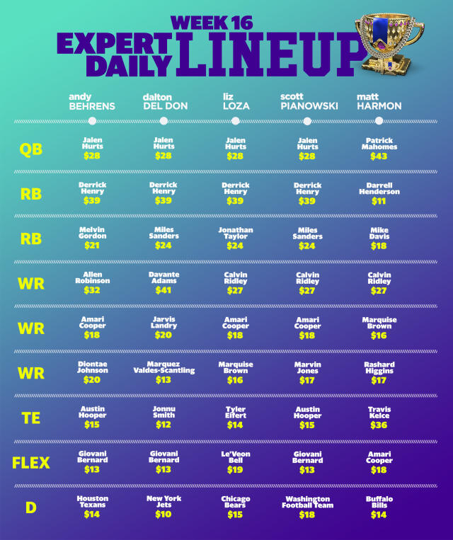 best dfs lineup week 16