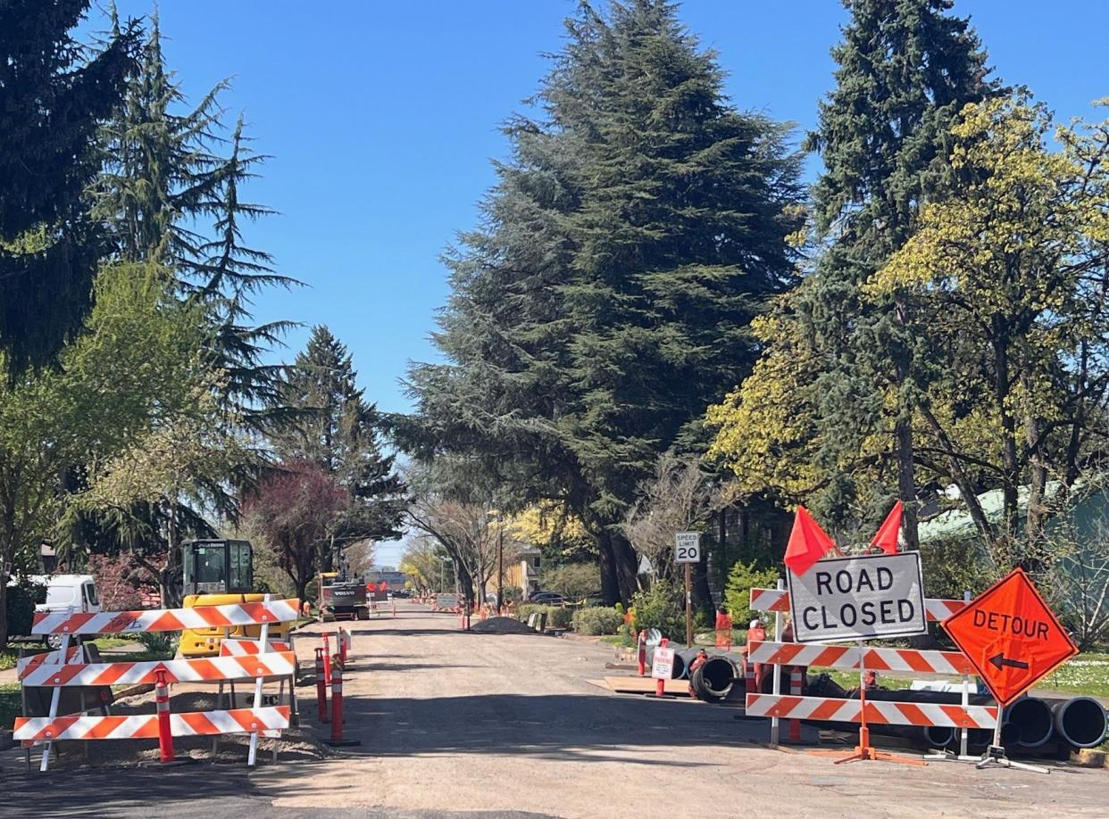 Construction continues on the 8th Avenue streetscape project, where the city is making updates to center a more bike- and pedestrian-friendly approach to street structure in Eugene.