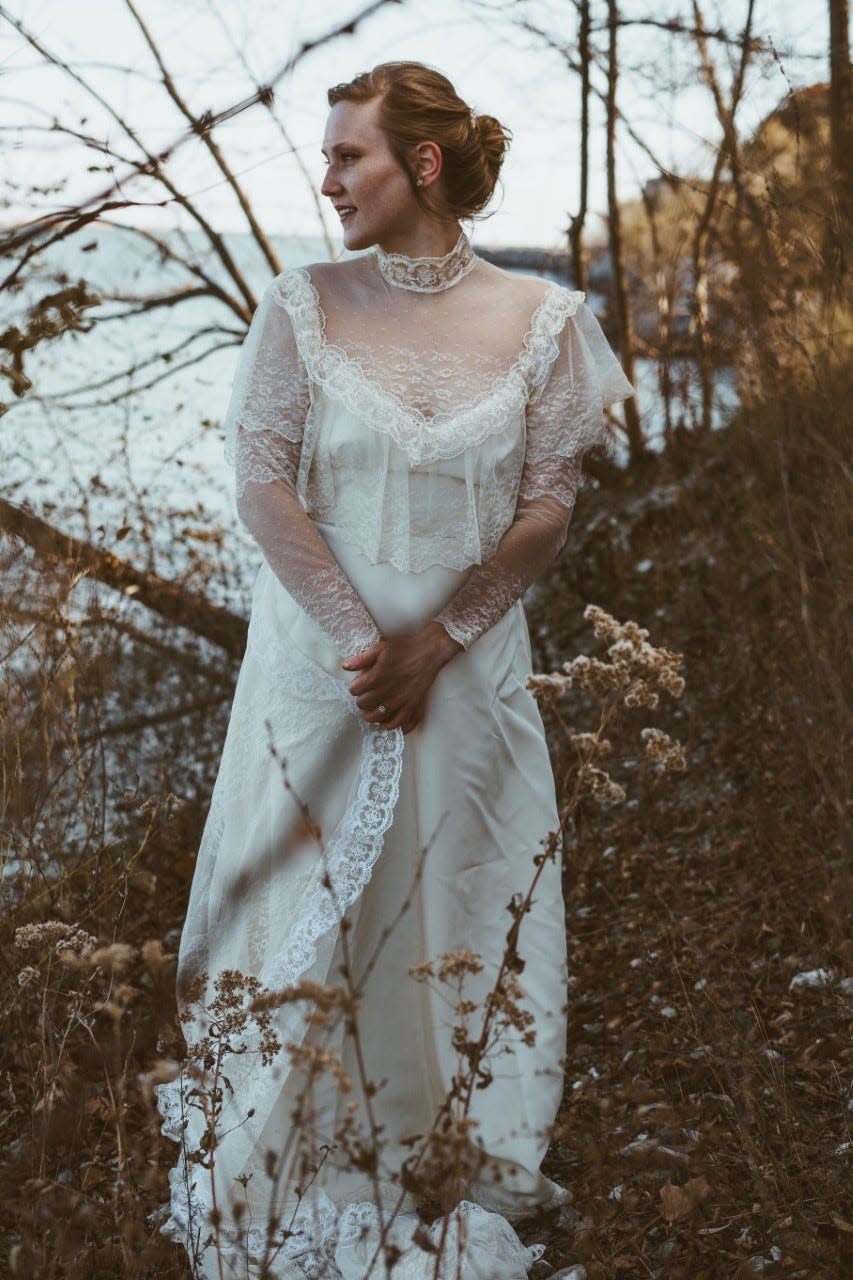 Jessica Sheridan of Milwaukee in her mother's wedding dress from the 1980s.
