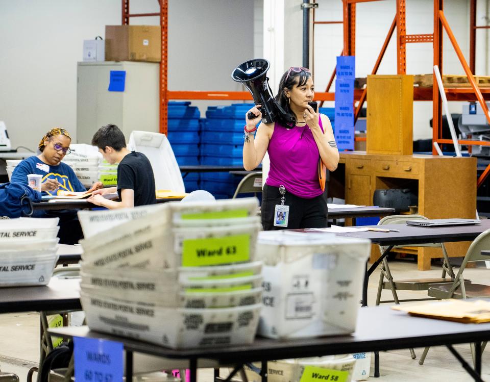 Deputy Director of City of Milwaukee Election Commission Paulina Gutierrez calls out for the last count of the ballots from the 2023 Wisconsin spring general election on April 4, 2023, at Central Count in Milwaukee. Gutierrez has been nominated to become executive director of the Milwaukee Election Commission