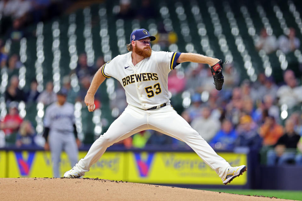 除了Corbin Burnes之外，釀酒人另一名主戰投手Brandon Woodruff也可能會離開球隊。（Photo by Stacy Revere/Getty Images）