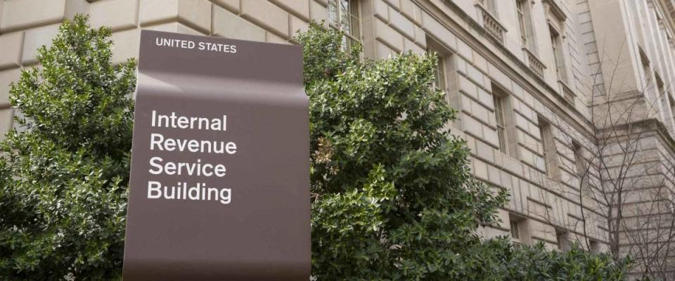 WASHINGTON, DC, USA - MARCH 23, 2006: IRS building sign. Internal Revenue Service.