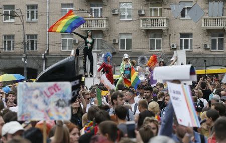 Participants attend the Equality March, organized by the LGBT community, in Kiev, Ukraine June 17, 2018. REUTERS/Valentyn Ogirenko