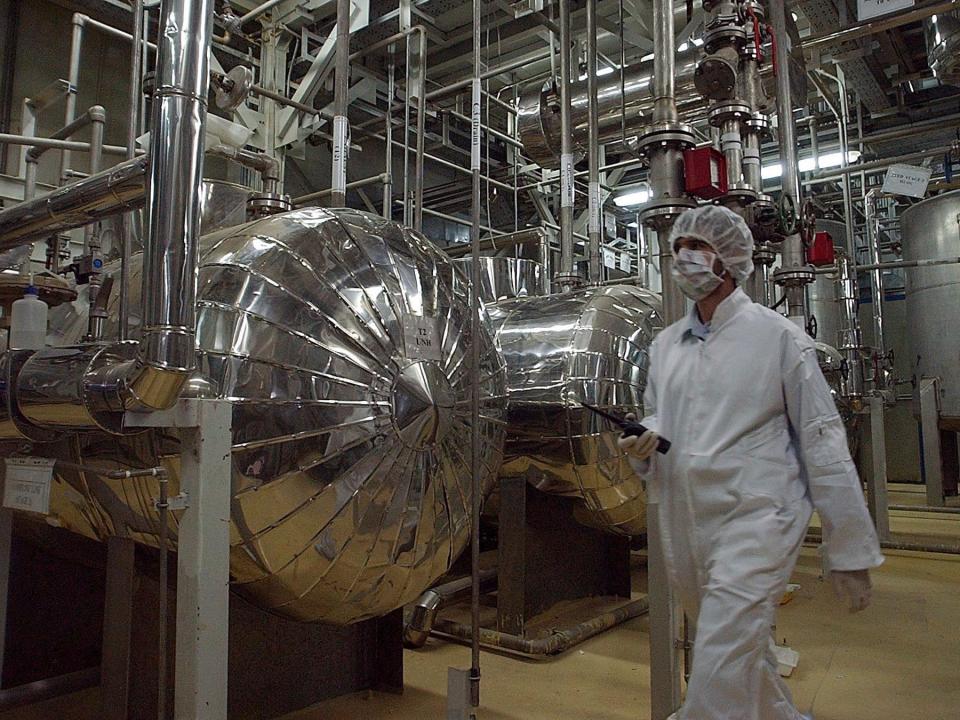 Iran has quadrupled its production of low-grade uranium enrichment amid increased tensions with the United States, nuclear officials have said.Iranian officials stressed the uranium would only be enriched to the 3.67 per cent limit set by the 2015 nuclear deal, making it suitable for civilian nuclear power generation but well below the 90 per cent purity required to make atomic bombs.However, by increasing production Iran will soon exceed the stockpile limit of 300kg.“This is part of Iran’s pushback strategy against the Trump administration’s maximum pressure campaign,” Sanam Vakil, a Chatham House expert on Iran, told The Independent. “This is their effort at building up various portfolios that can then be used as leverage or bargaining positions if and when they come back to the negotiating table.”Tehran has set a deadline of 7 July for Europe to set a new terms for the deal after US president Donald Trump withdrew from the deal. It has warned it will enrich to medical grade levels of 20 per cent, closer to the 60 per cent needed for a dirty bomb or the 90 per cent for nuclear war head, if no deal is reached.Ms Vakil said said Iran would probably breach the deal’s stockpile limit in 60 days, “sending a message” to Europe – and Russia and China – that its compliance “can’t be taken for granted anymore”.Former US director of national intelligence James Clapper, speaking to the BBC, played down the uranium announcement, saying ”I don’t know that it’s necessary to go into the panic mode yet”.He warned about the danger of accidental escalation, particularly as both US and Iranian vessels patrol in close proximity in the Strait of Hormuz.“The thing I would be concerned about is some inadvertent incident that could go incendiary,” he said.Tensions in the Middle East have flared after officials in the United Arab Emirates alleged four oil vessels including two Saudi Arabian oil tankers were sabotaged and Houthi rebels allied with Iran launched a drone attack on an oil pipeline in Saudi Arabia. Iran has denied it was behind any of the attacks.The US has ordered B-51 bombers and an aircraft carrier to the Persian Gulf after warning of unspecified threats from Iran.US president Donald Trump warned on Monday Iran would be met with “great force” if it attacked US interests in the Middle East, after a rocket landed near the US Embassy in the Green Zone of Iraq‘s capital Baghdad.No one was reported injured in the rocket attack, which happened days after nonessential US staff were ordered to evacuate from diplomatic posts in the country.Mr Trump told reporters: “I think Iran would be making a very big mistake if they did anything. If they do something, it will be met with great force but we have no indication that they will.”The attacks all followed Mr Trump’s decision to attempt to cut off Iran’s oil exports, roughly a year after he withdrew from the 2015 nuclear accord between Iran and six major powers.Iranian president Hassan Rouhani rejected any talks with the US on Tuesday and called for the government to be given more power to run the sanctions-hit economy in an “economic war”.“Today’s situation is not suitable for talks and our choice is resistance only” state news agency IRNA quoted Mr Rouhani as saying.Iranian foreign minister Mohammad Javad Zarif criticised the US for sending its aircraft carrier and bombeer group to the region.“Having all these military assets in a small area is in of itself prone to accidents,” he told CNN. “Extreme prudence is required and the United States is playing a very, very dangerous game.”Iraq will send send delegations to Washington and Tehran to help “halt tension” amid fears of a confrontation between the two powers in the Middle East, Iraqi prime minister Adel Abdul Mahdi announced on Tuesday.He said officials from both countires had informed Iraq they have “no desire to fight in a war” and Iraq is “playing a role to calm the situation”.