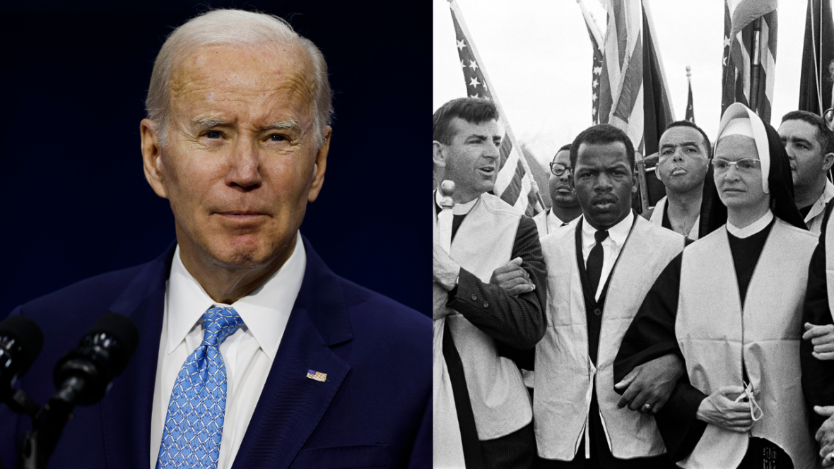 President Joe Biden and John Lewis during Bloody Sunday march. (Photo: Getty Images)