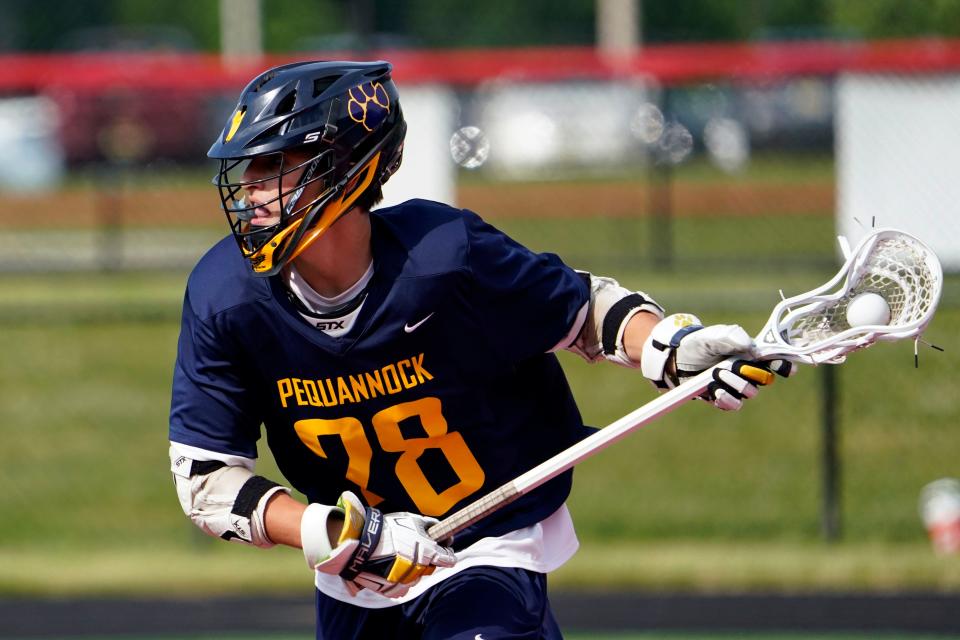 Pequannock's Dante Cheff. Lenape Valley defeats Pequannock, 11-5, in the NJSIAA North Group 1 boys lacrosse opening-round game on Tuesday, June 1, 2021.