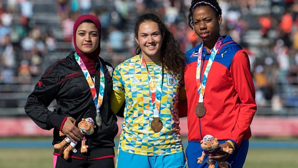 Alegna Osorio, pictured here after winning bronze at the Pan-American under-20 championships in 2019.