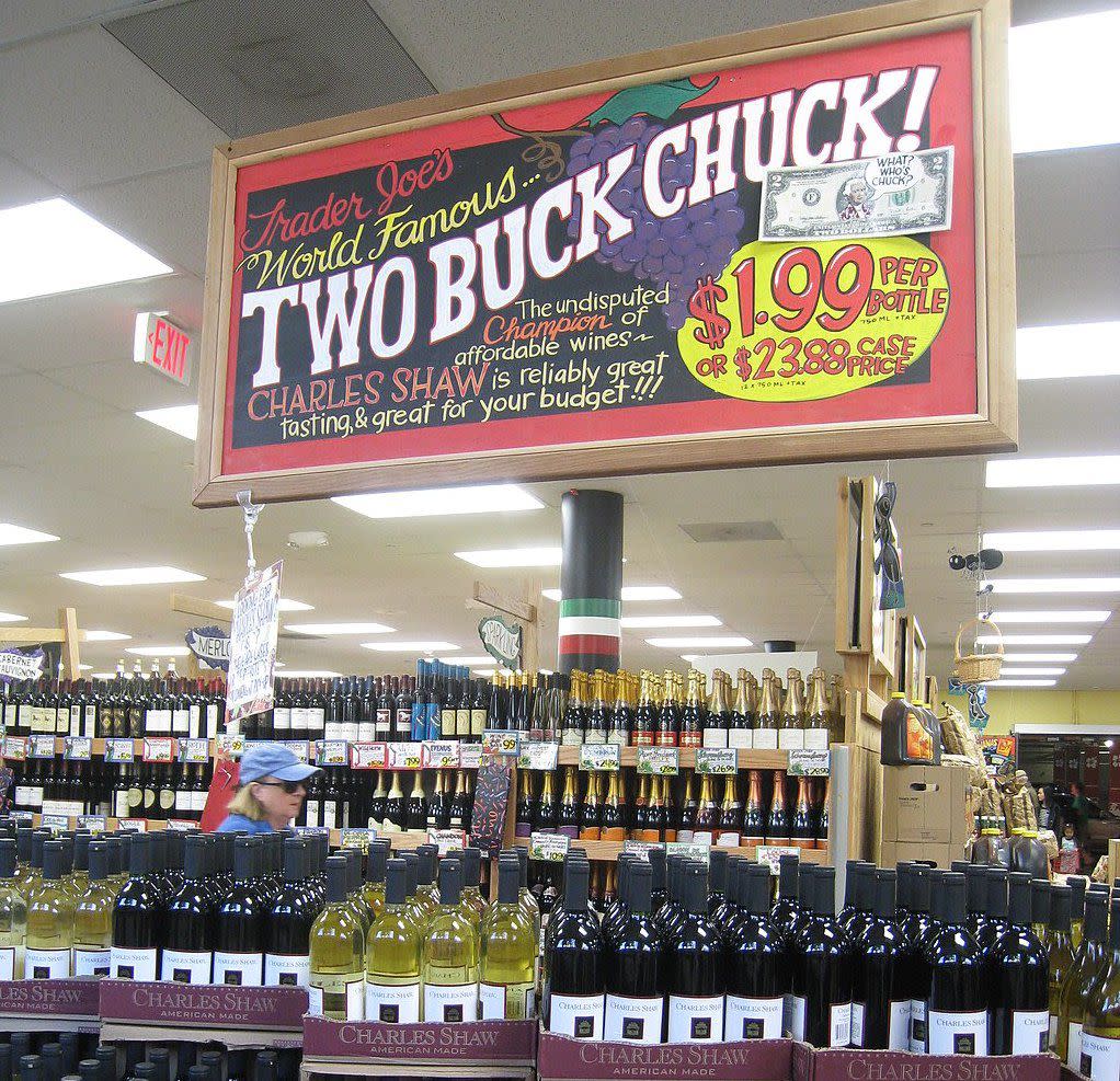 Charles Shaw wine ("Two Buck Chuck") for sale at Trader Joe's