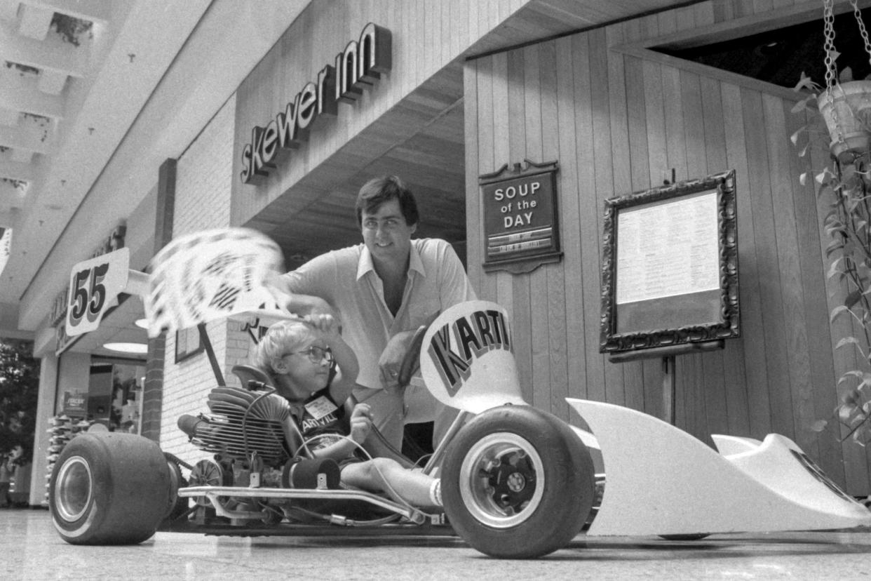 This Journal Star file photo from August 1983 shows the Skewer Inn in happier times. The caption reads "MDA poster child Sammy Miller of Bloomington enlisted the $100 support of Skewer Inn co-owner Mike Kubera for next weekend's third annual Greater Peoria Grand Prix for Muscular Dystrophy at Northwoods."