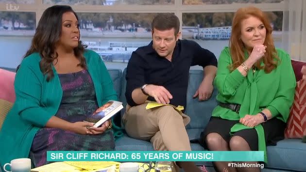 Alison Hammond, Dermot O'Leary and Sarah Ferguson react to Cliff's anecdote