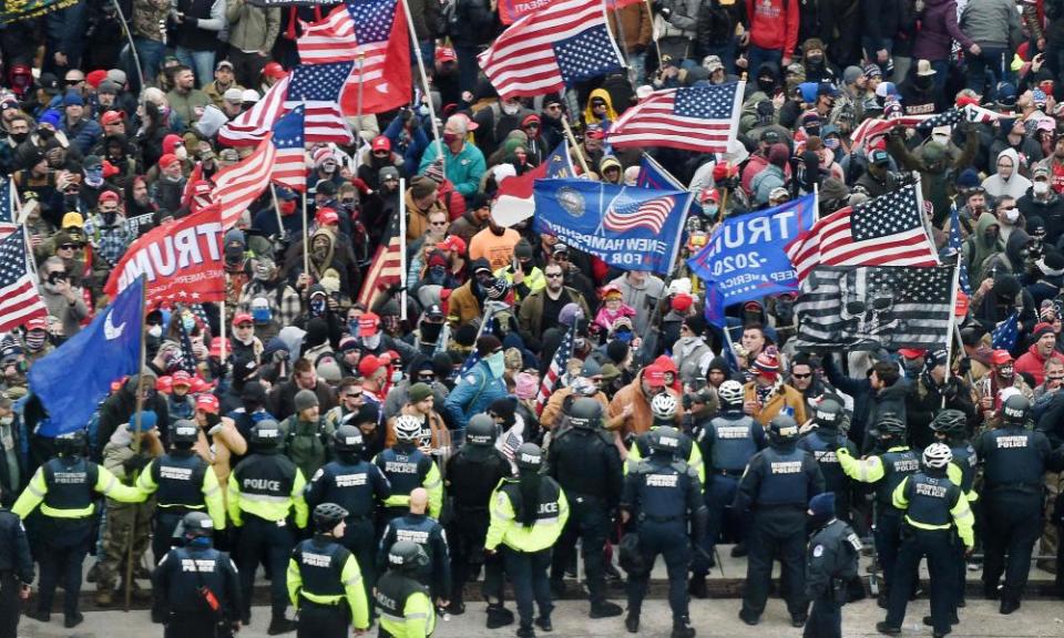 Trump supporters clash with police and security forces as they storm the US Capitol.