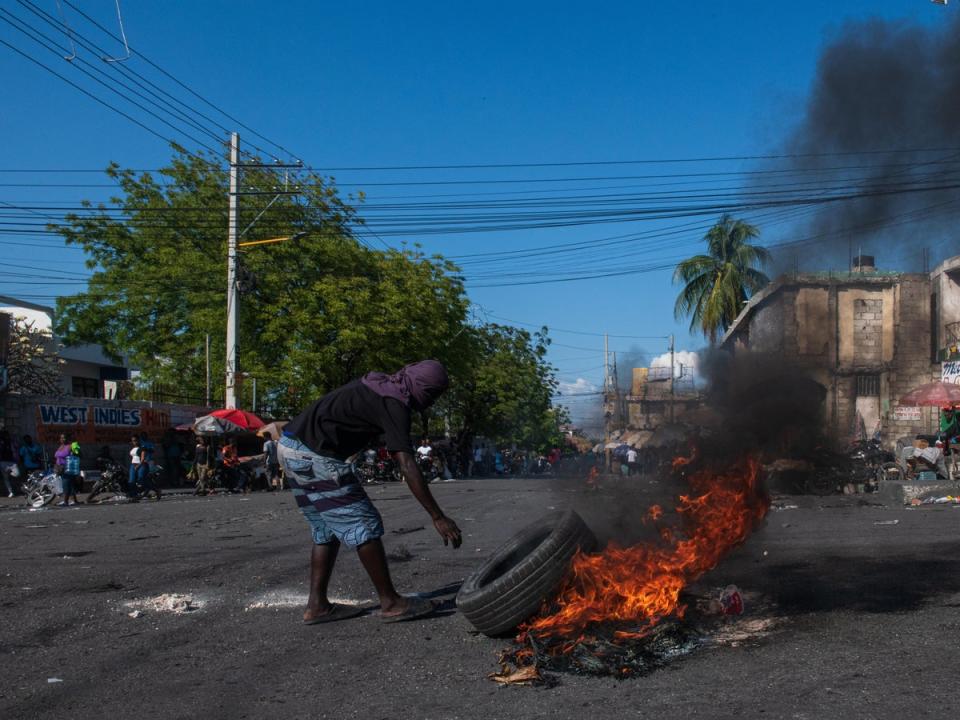 Protesters demand the resignation of prime minister Ariel Henry in Port-au-Prince, Haiti, 7 March 2024 (EPA/Johnson Sabin)