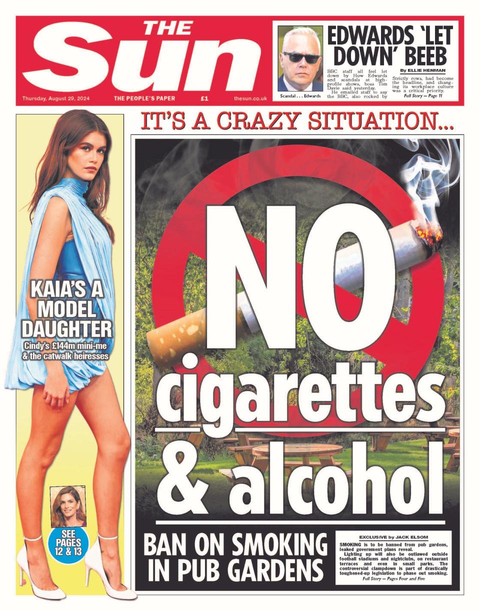 The Sun: No cigarettes and alcohol