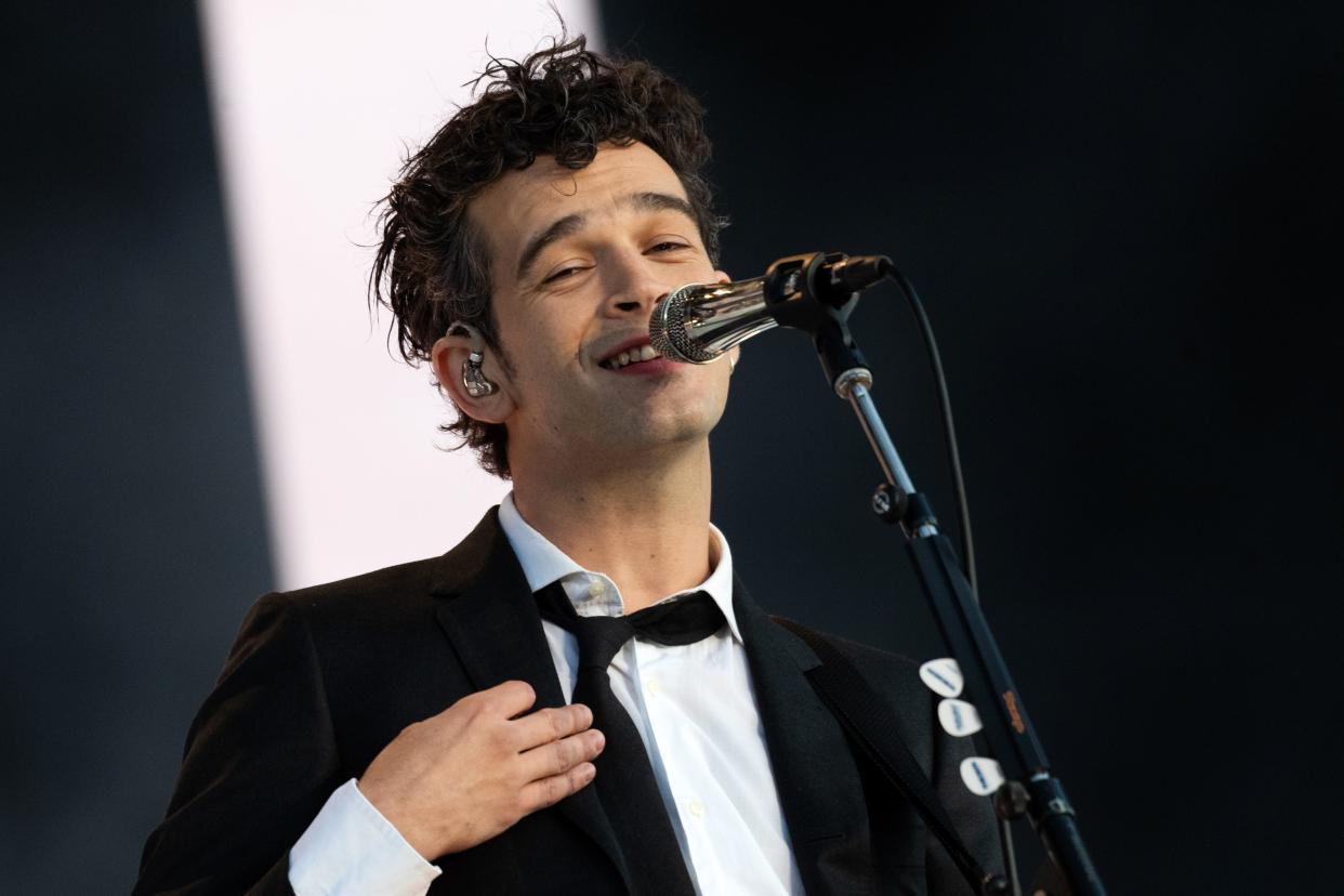 Matt Healy of The 1975 headlines Radio 1 Stage during BBC Radio 1's Big Weekend 2023 at Camperdown Wildlife Centre on May 27, 2023 in Dundee, Scotland