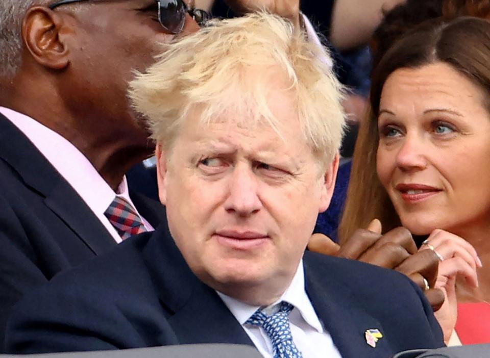 British Prime Minister Boris Johnson attends the Platinum Pageant in London on June 5, part of Queen Elizabeth II's platinum jubilee celebrations.