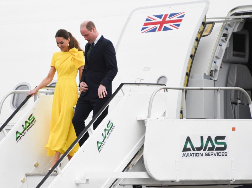 Prince William and Kate Middleton on a plane