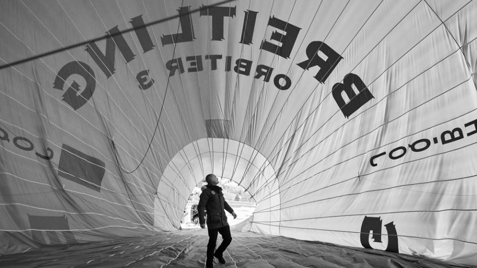 Bertrand Piccard Inside the Breitling Orbiter 3 Balloon - Credit: Breitling