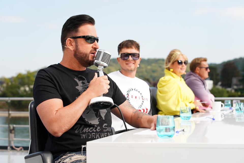 Die vorübergehende Jury von Deutschland sucht den Superstar: Michael Wendler, Mike Singer, Maite Kelly und Dieter Bohlen. Vorübergehend, weil Wendler einfach nicht mehr auftauchte. Foto: TVNOW / Stefan Gregorowius