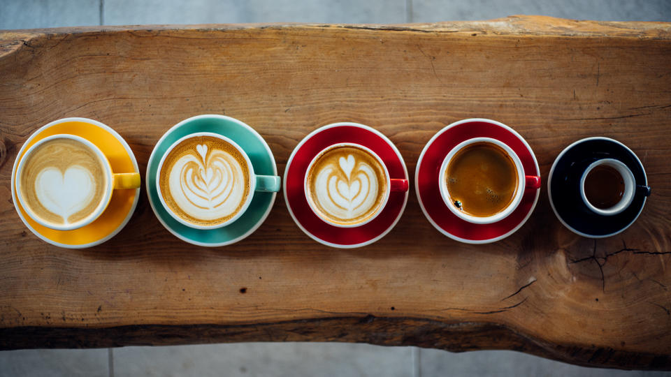 Aerial view of various coffee.