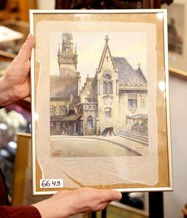 A picture titled “The Old City Hall” that - as the auction house said - was painted by Adolf Hitler