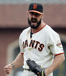 Photo: San Francisco Giants closer Brian Wilson closes out the