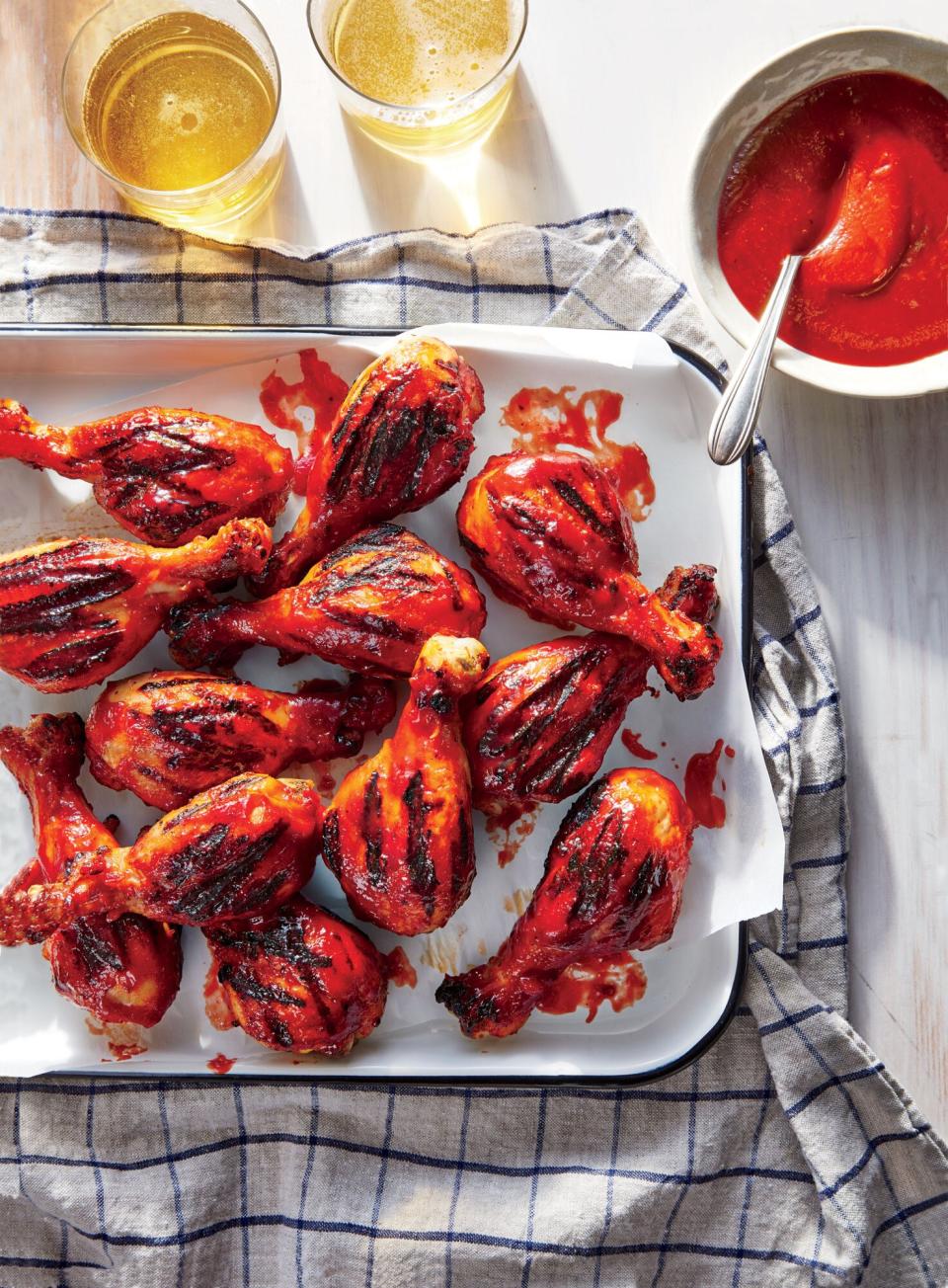 Grilled Chicken Drumsticks With Bourbon-Cherry BBQ Sauce