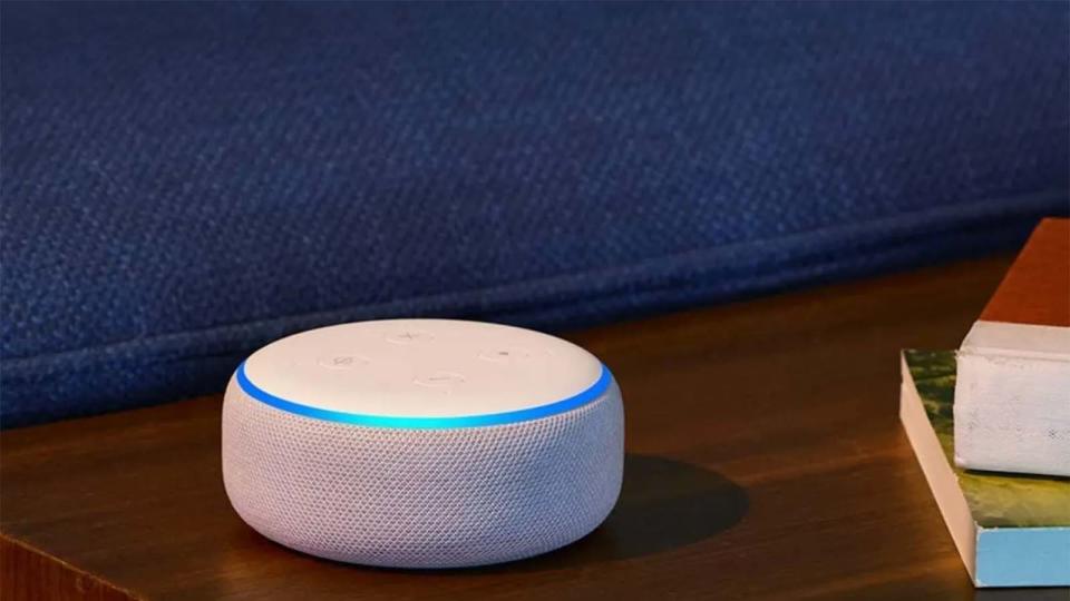 You can stream your favorite music and podcasts through this compact Amazon Echo Dot smart speaker.