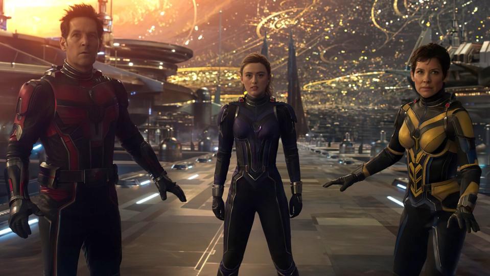 ANT-MAN AND THE WASP: QUANTUMANIA, (aka ANT-MAN 3), from left: Paul Rudd as Ant-Man, Kathryn Newton as Cassie Lang, Evangeline Lilly as Wasp