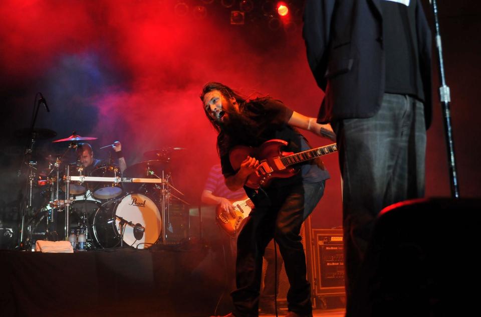 Finger Eleven performance on concert at the Yellow Pages stage during the second day at Sunfest Thursday May 1, 2008.